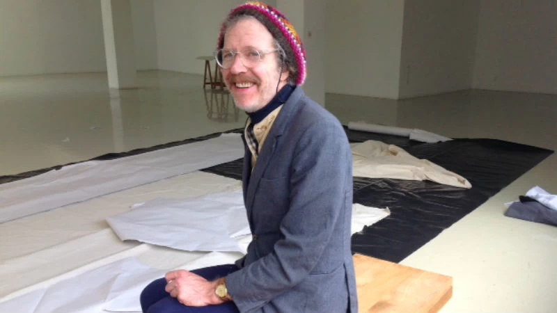Martin Creed at the Kappatos Gallery just before  jumped off a cliff he says