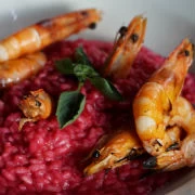 Φουξ (φούξια) ριζότο με γαρίδες